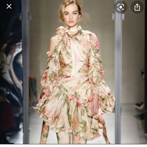 Zimmermann Floral Mini Dress - Cream and Pink